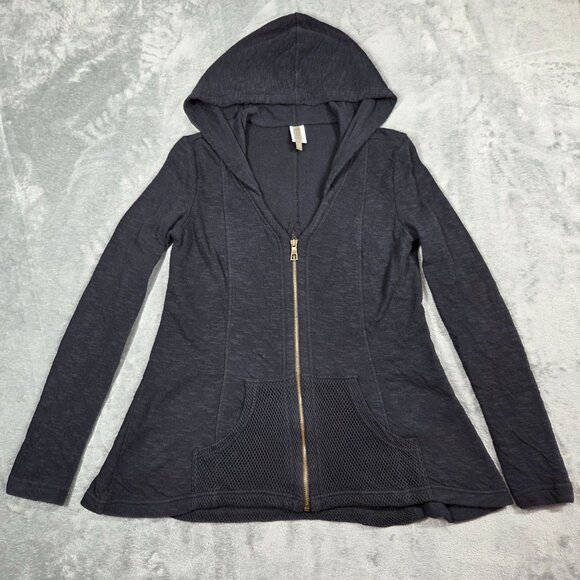 XCVI Jacket Womens Small Black Full Zip Lightweight Lagenlook Mesh Zip Up - Picture 1 of 8